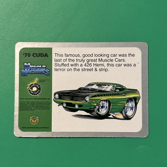 CARD ONLY: Muscle Machines Trading Card 1970 Cuda - Picture 2 of 2